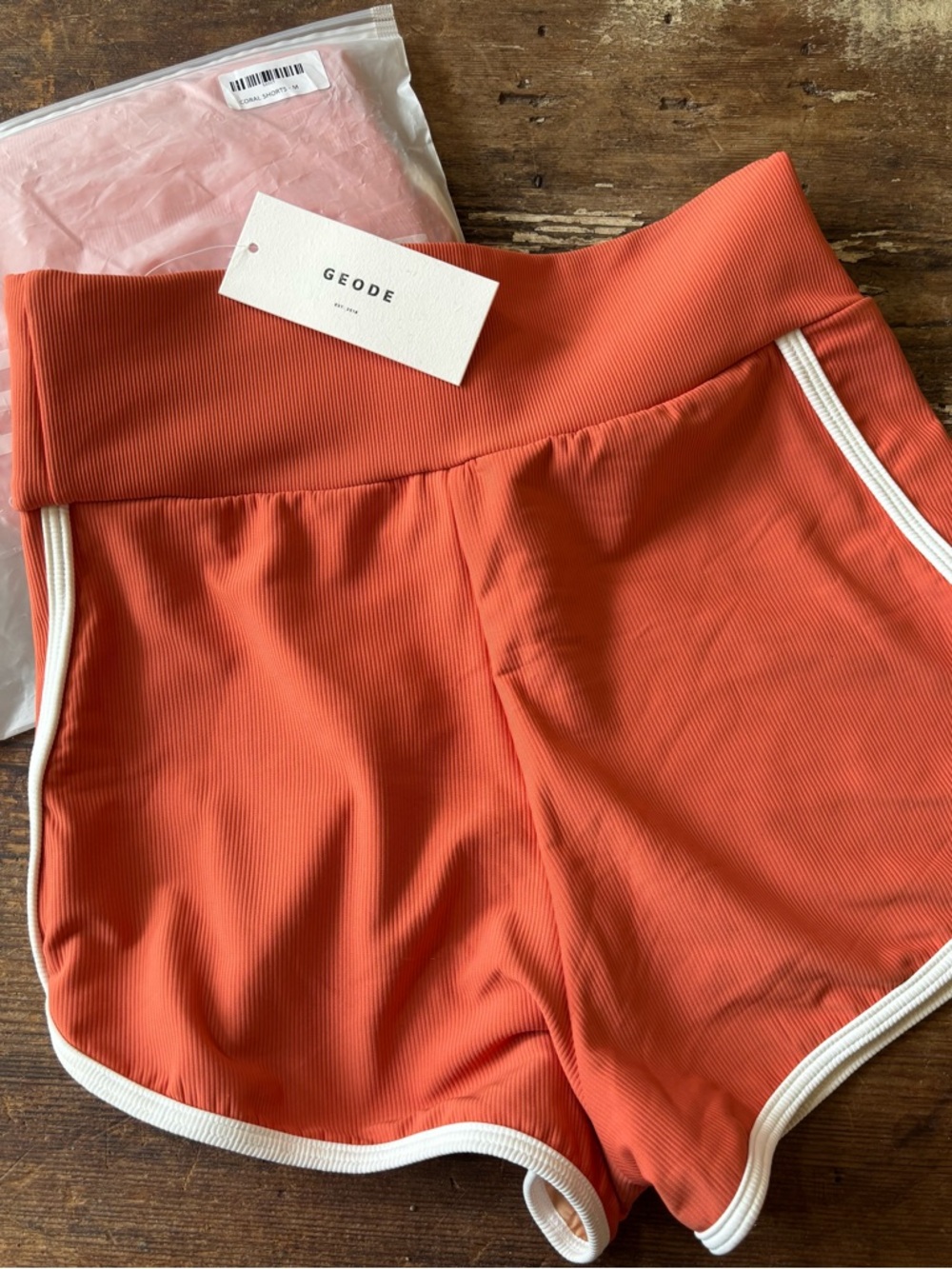 Geode High-Waist Orange Athletic Shorts with Contrast Trim
